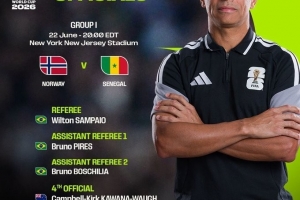 挪威对阵塞内加尔裁判公布：巴西名哨桑帕约领衔执法
